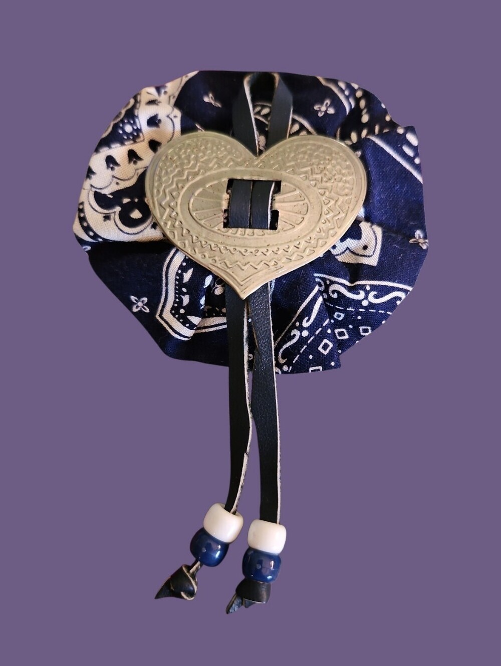 Vintage 1980s Western Heart Concho Bandana Barrette